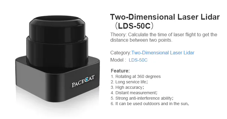 PaceCat LDS-50C-R 360° 2D LiDAR, 40 m, UART